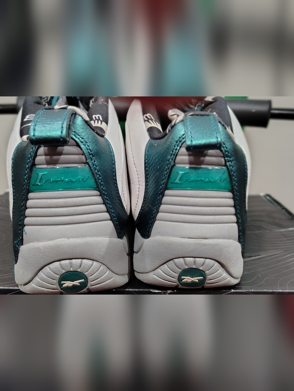 Reebok Answer IV "The Tunnel" sneakers in a deep teal, white, and grey colorway - Picture 5 of 8